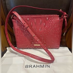 NWT BRAHMIN Hillary Red Assorted Genuine Leather Crossbody Bag